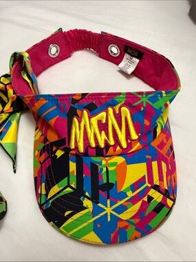 MCM Kids Multicolor Geometric Visor with Yellow Embroidered Logo
